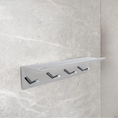 Base wall rack with shelf, polished chrome