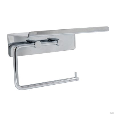 Base Toilet paper holder with shelf, polished chrome