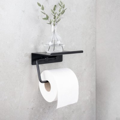 Base Toilet paper holder with shelf, polished chrome