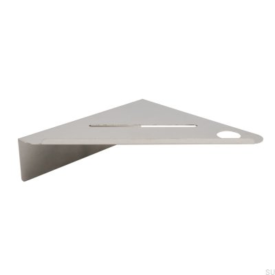 Base corner bathroom shelf, brushed steel