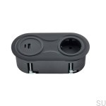 989016 Gniazdo podwójne z USB Infini Czarne Matowe