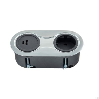 Infini Silver Brushed Double USB Socket