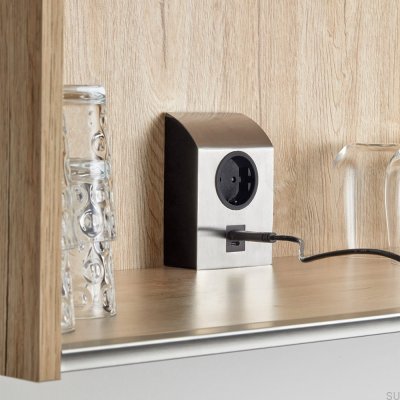 Single socket with USB Mini Born Silver Brushed