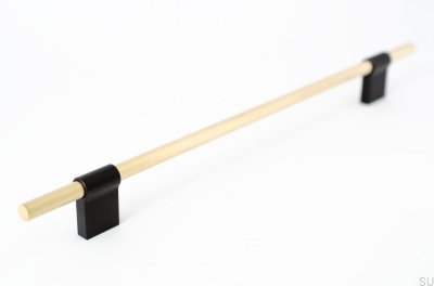 Line Mix oblong furniture handle 224 Brushed brass, unpainted with black