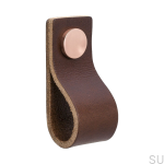 Uchwyt meblowy Loop 65 Brązowa Skóra Polerowany Mosiądz