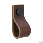 Uchwyt Loop Round 65 Brązowa Skóra Czarna Stal
