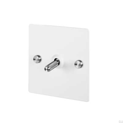 Cross 1G Single Switch Steel White with Silver British Standard