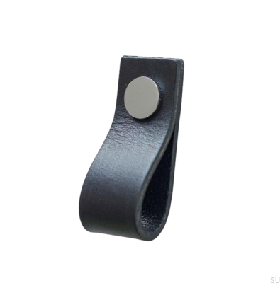 Furniture handle Loop Leather Black with Chrome