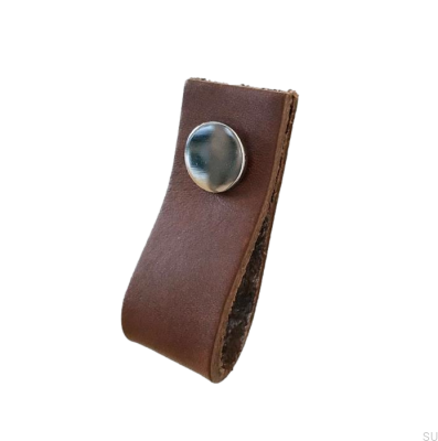Furniture handle Loop Leather Brown with Chrome