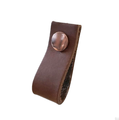 Furniture handle Loop Leather Brown with Copper