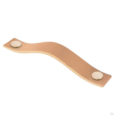 Oblong furniture handle 0156L Leather with golden