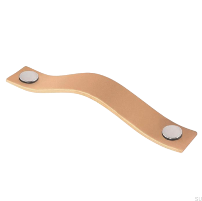 Elongated furniture handle 0156L Leather with Chrome