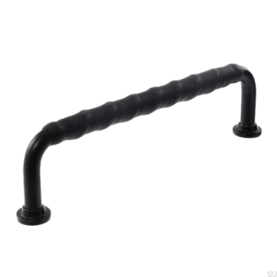 Longitudinal furniture handle LL 1353 96 Black with black leather
