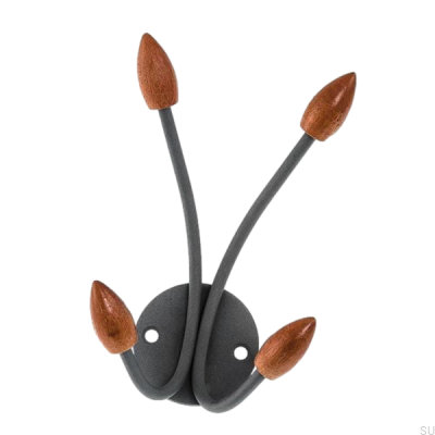 Wall hanger 20044 Gray with wooden endings