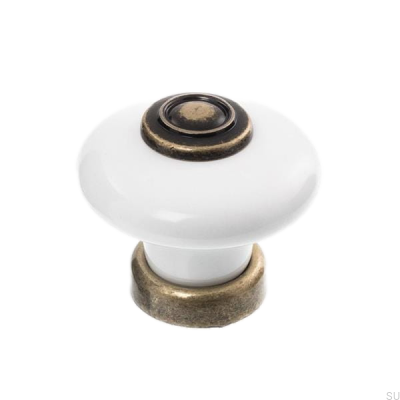 Furniture knob 3851 Porcelain with antique bronze