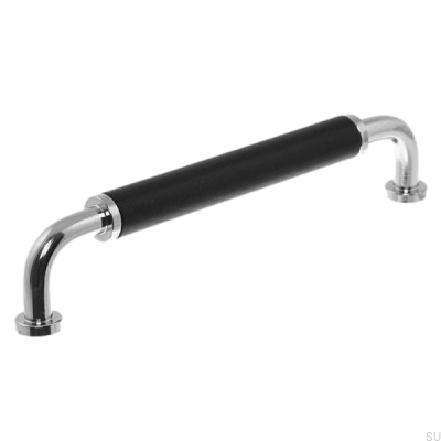 Elongated furniture handle 4820 128 Polished nickel with black