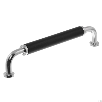 Oblong furniture handle 4820M 128 Polished Nickel with Black