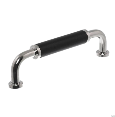 Oblong furniture handle 4820M 96 Polished Nickel with Black