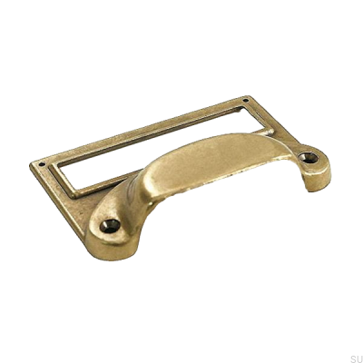 Shell furniture handle with Antique Gold label