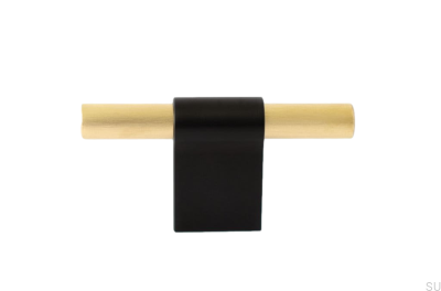 Furniture knob T-Bar Line Mix 60 Metal black with brushed brass