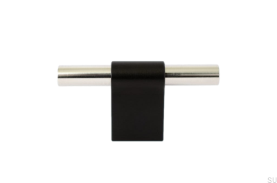 Furniture knob T-Bar Line Mix 60 Metal black with polished steel