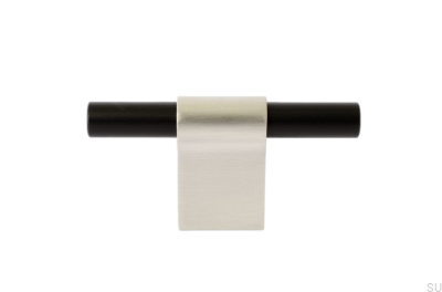 Furniture knob T-Bar Line Mix 60 Brushed steel and black