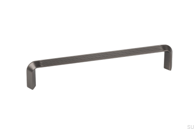 Oblong furniture handle Lines 160 Dark Gray Brushed