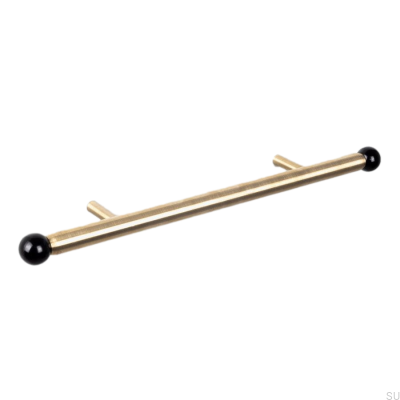 Kirke Railing 160 oblong furniture handle, Brass, Brushed and Black