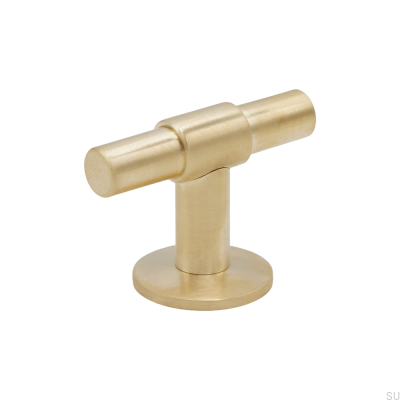 Furniture knob T-Bar Uniform Brass Brushed Unpainted