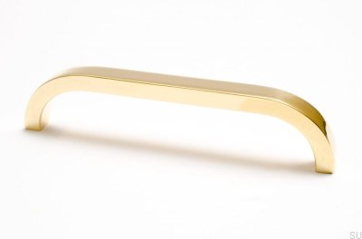 Long furniture handle Slim 128 Gold Brass Polished Unpainted