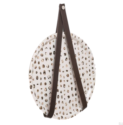 Wall hanger 0150L Leather Dark Brown with Silver