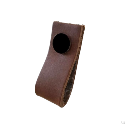 Furniture handle Loop Leather Brown with Black