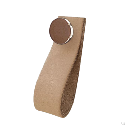 Furniture handle Loop 80 Leather with Polished Silver