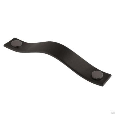  Oblong furniture handle 0156L 128 Leather Black with Black