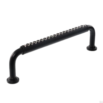 Longitudinal furniture handle LX 1353 96 Black with Black Leather
