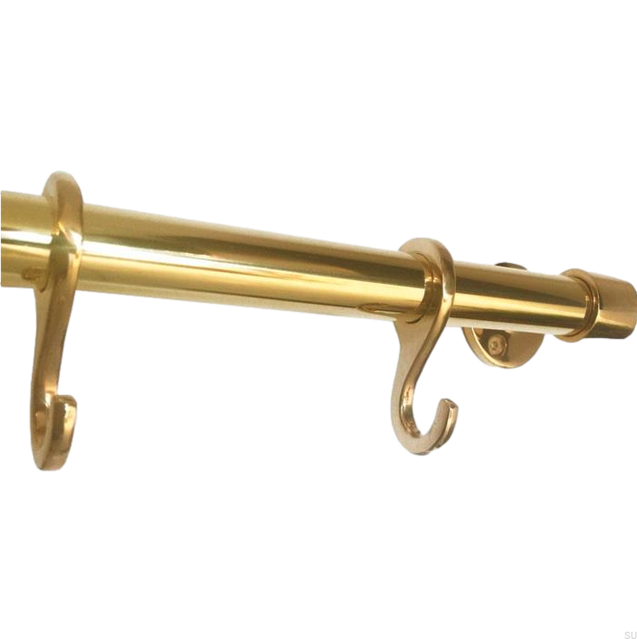 Poręcz (komplet) 1195 z 3 haczykami Mosiężna Polerowana.png