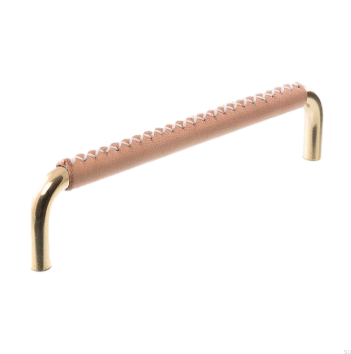 Uchwyt meblowy podłużny 7353 128 Mosiężny Polerowany ze Skórą .png