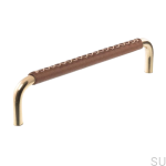 Uchwyt meblowy podłużny 7353 128 Mosiężny Polerowany ze Skórą.png