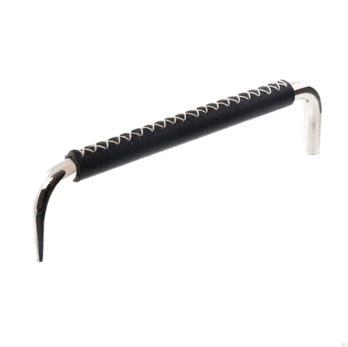 Uchwyt meblowy podłużny 7353 128 Nikiel Polerowany z Czarną Skórą.png