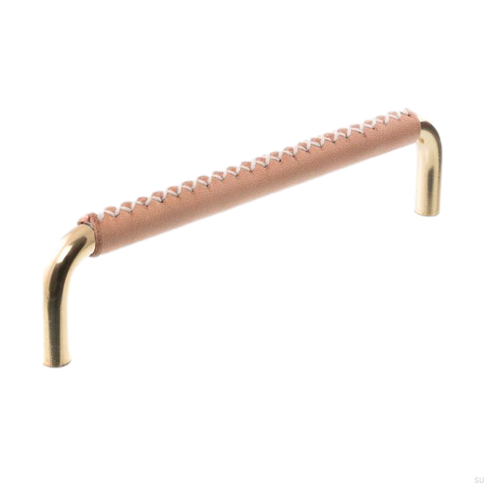 Uchwyt meblowy podłużny 7353 96 Mosiężny Polerowany ze Skórą.png