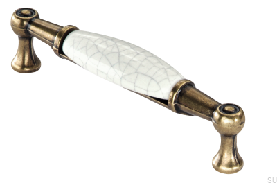 Oblong furniture handle 1699 96 PC Antique Gold with Porcelain