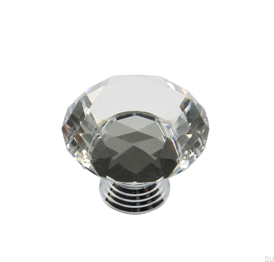 Furniture knob GL02 Glass with Chromed Brass