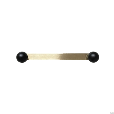 Elongated furniture handle Zoe Brass Brushed Unpainted with Black