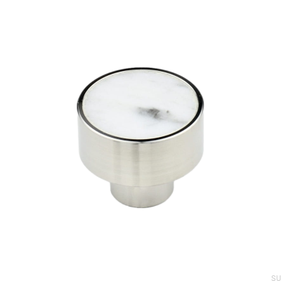 Marbelo M steel furniture knob, white marble