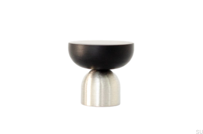 Kokeshi Mix 3032 furniture knob, brushed steel with black aluminum