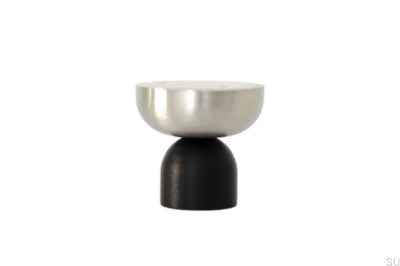 Kokeshi Mix 3032 Aluminum Black furniture knob with Brushed Steel