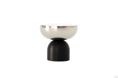 Kokeshi Mix 3032 Black Aluminum Furniture Knob with Polished Steel