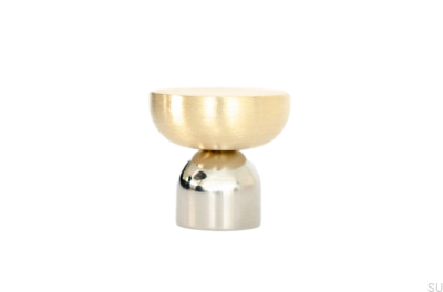 Kokeshi Mix 3032 furniture knob Polished steel with brushed brass