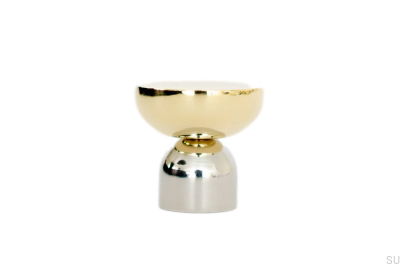 Kokeshi Mix 3032 furniture knob Polished steel with polished brass