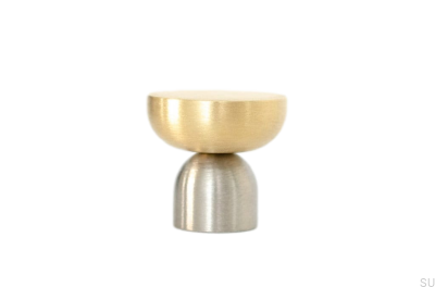 Kokeshi Mix 3032 Brushed Steel Furniture Knob with Brushed Brass